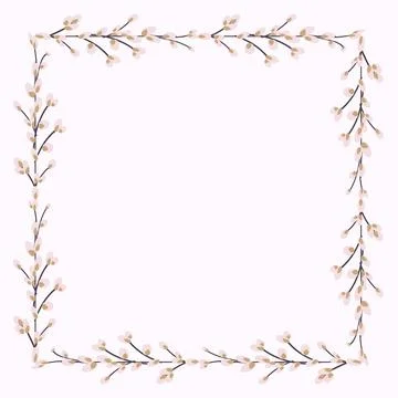 Square frame made of willow twigs. Square Frame Stock Illustration