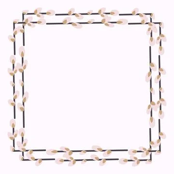 Square frame made of willow twigs. Square Frame Stock Illustration