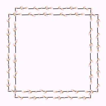 Square frame made of willow twigs. Square Frame Stock Illustration