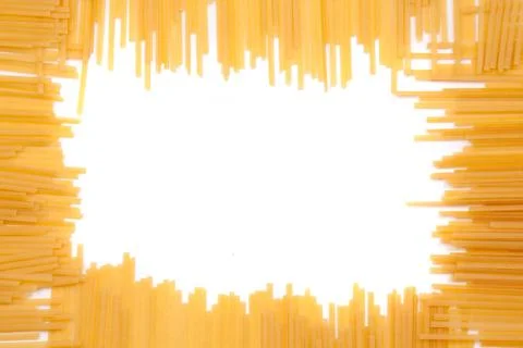 Square frame made of yellow macaroni Stock Photos