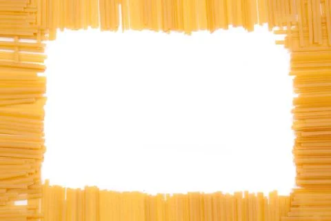 Square frame made of yellow macaroni Stock Photos