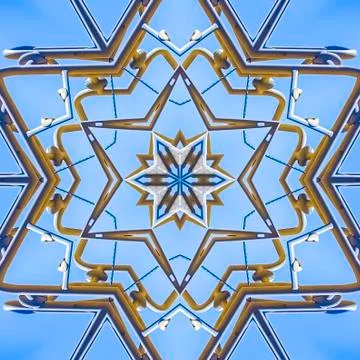 Square frame Metal beams making a star pattern in the sky Foto stock