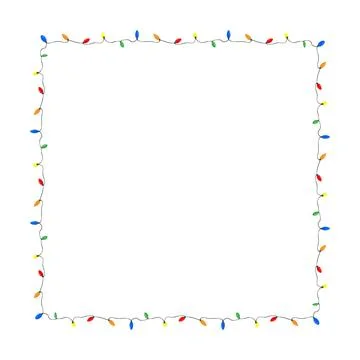 Square frame with multi colored Christmas lights for garlands. Decorating C.. Illustrazione stock