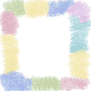 Square frame of multi-colored spots painted with pastel crayons Stock Illustration