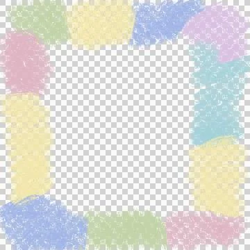 Square frame of multi-colored spots painted with pastel crayons Stock Illustration