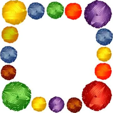 Square Frame of multi-colored wool balls Stock Illustration