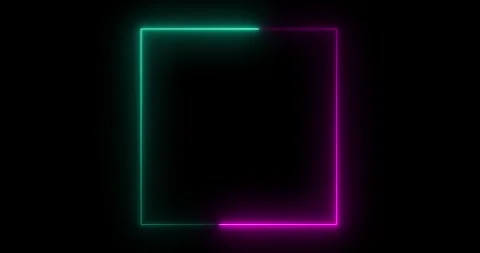 Square frame neon lights animation. Gradually appearing in a Square frame. Glowi Vídeo Stock 334327005