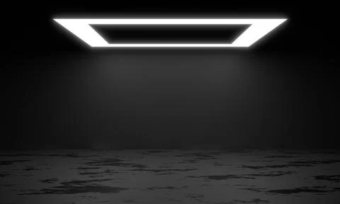 Square frame neon white light for product background stage or podium pedestal Illustrazione stock