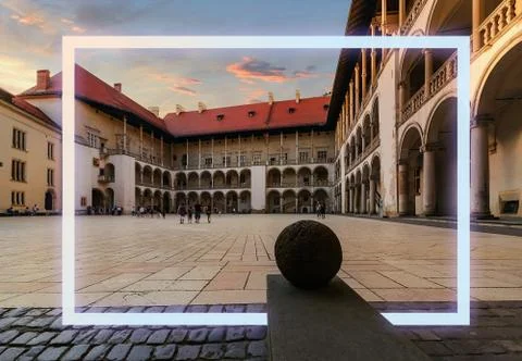 The square with frame in the old sity Stock Photos