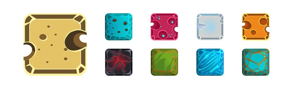 Square Frame or Button Icon for App Design Vector Set Stock Illustration
