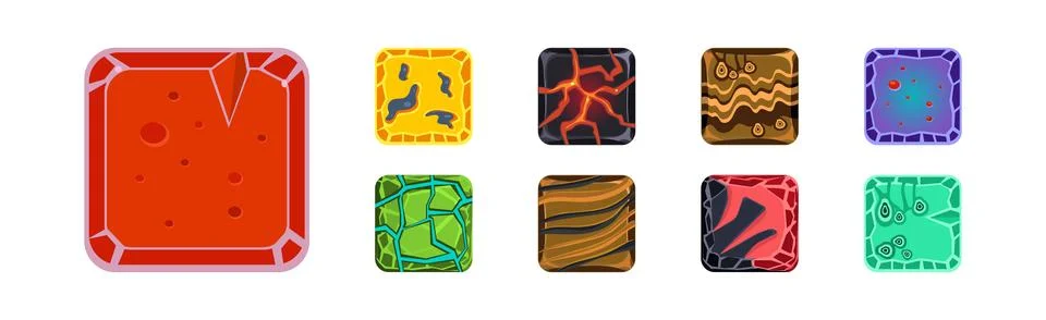 Square Frame or Button Icon for App Design Vector Set Stock Illustration