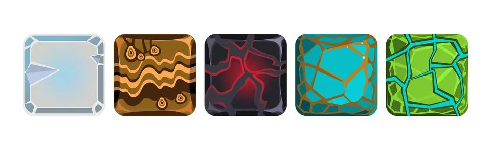 Square Frame or Button Icon for App Design Vector Set Stock Illustration