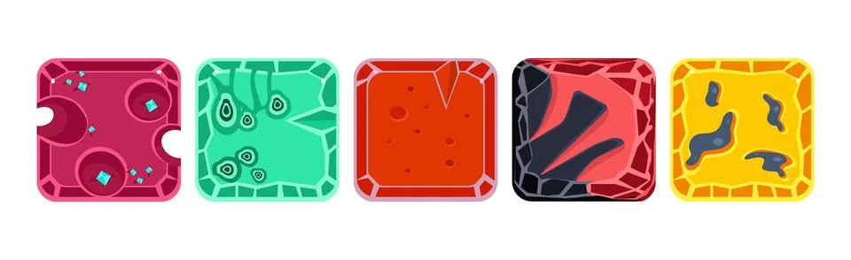 Square Frame or Button Icon for App Design Vector Set Stock Illustration