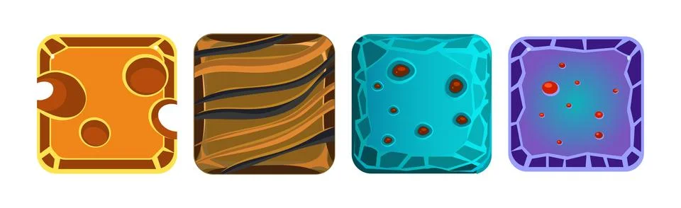 Square Frame or Button Icon for App Design Vector Set Stock Illustration