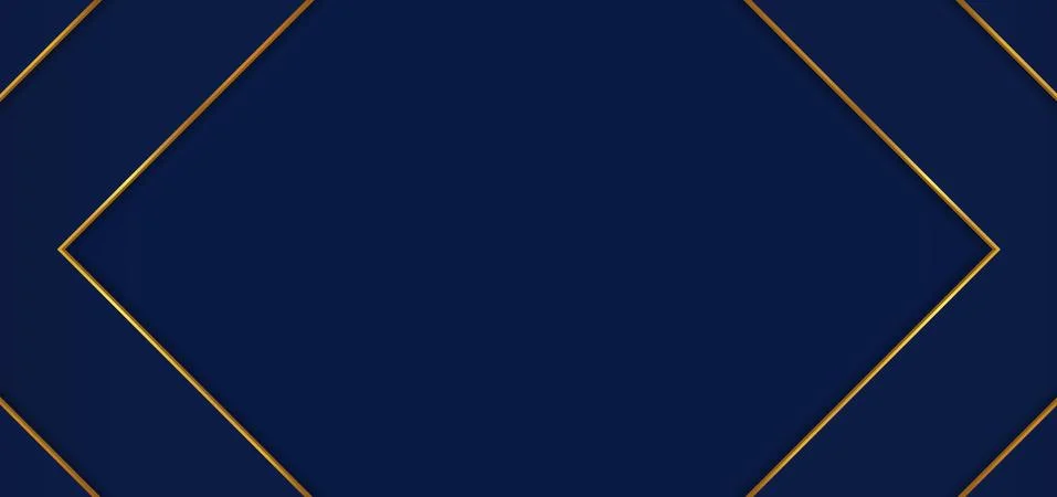 Square frame overlap layer blue background gold metallic border. Stock Illustration