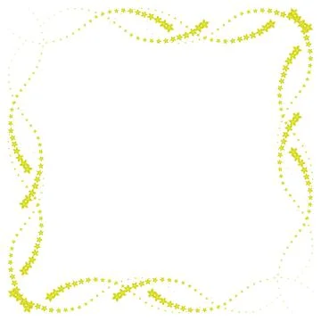 A square frame with a pattern of golden five-pointed stars and an iridescent Stock Illustration