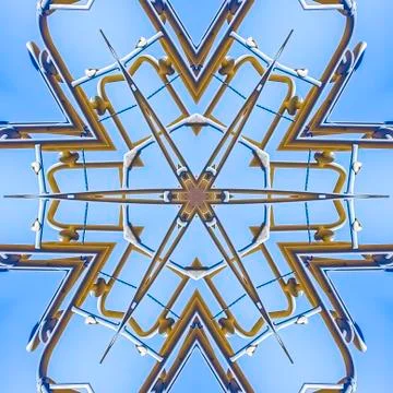 Square frame Patterned beams of metal from a work site Stock Photos