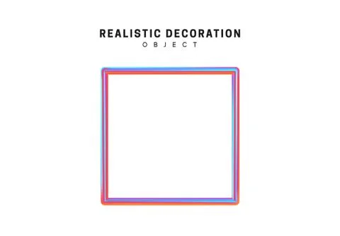 Square, frame Realistic shape 3d objects with gradient holographic color of h Stock Illustration