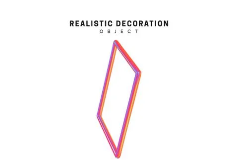 Square, frame Realistic shape 3d objects with gradient holographic color of h Stock Illustration