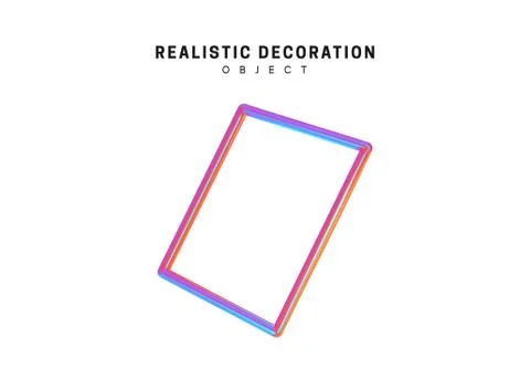 Square, frame Realistic shape 3d objects with gradient holographic color of h Stock Illustration