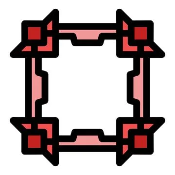 Square frame with red corners and pink bars creating modern design Stock Illustration