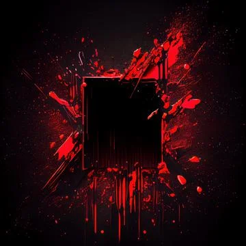 A square frame with red paint splashes on black background. 스톡 일러스트