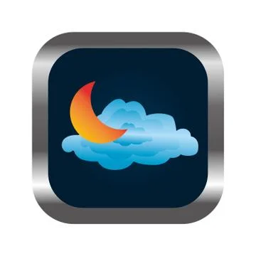 Square frame with relief and moon and cloud Stock Illustration