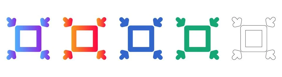 Square Frame Resizing and Scaling Icons Stock Illustration