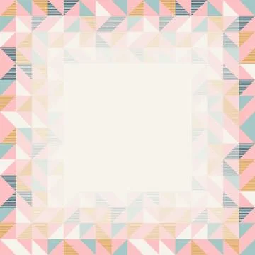 Square frame in retro colors, abstract geometric background pattern Stock Illustration