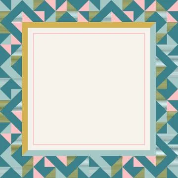 Square frame in retro colors, abstract geometric background pattern Stockillustratie
