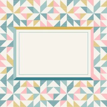 Square frame in retro colors, abstract geometric background pattern Stock Illustration