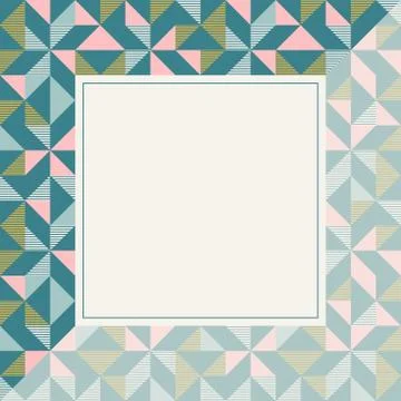 Square frame in retro colors, abstract geometric background pattern 库存插图