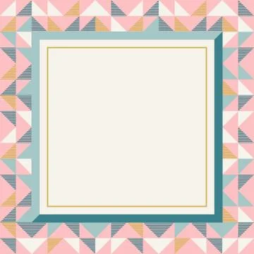 Square frame in retro colors, abstract geometric background pattern Stock Illustration