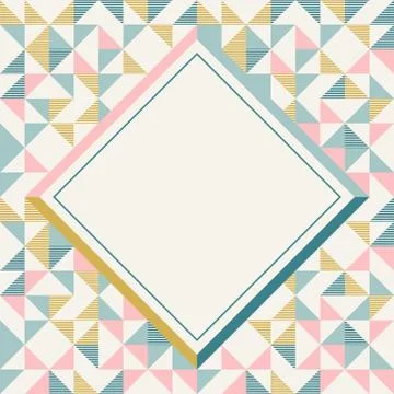 Square frame in retro colors, abstract geometric background pattern Illustrazione stock