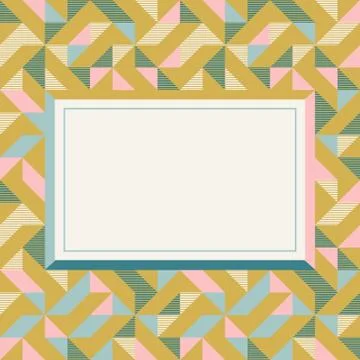 Square frame in retro colors, abstract geometric background pattern Stock Illustration