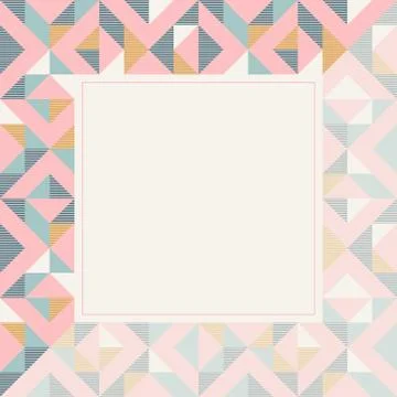 Square frame in retro colors, abstract geometric background pattern Stock Illustration