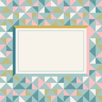 Square frame in retro colors, abstract geometric background pattern Stock Illustration