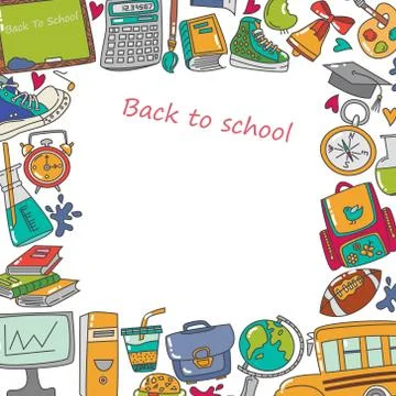 Square frame School theme Stock Illustration