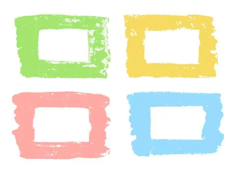 Square frame set with soft pastel color. Vector hand drawing grunge Stock Illustration