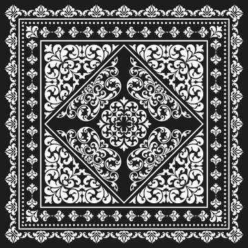 Square frame set template. Bandana with vintage ornament. Stock Illustration