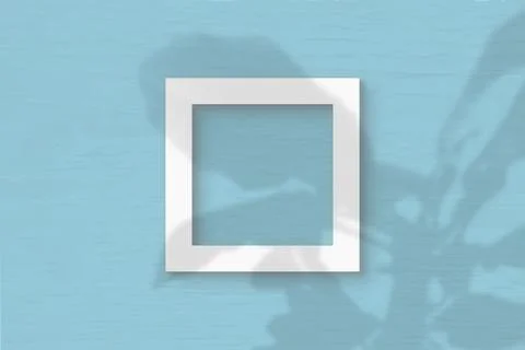 The square frame sheet of white textured paper on tblue green wall background Stock Illustration