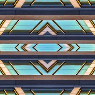 Square frame Shiny teal windows of an office building Stock Photos
