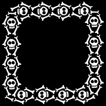 Square frame with skulls and bones. Theme of Day of the Dead and death. Vecto Stock Illustration