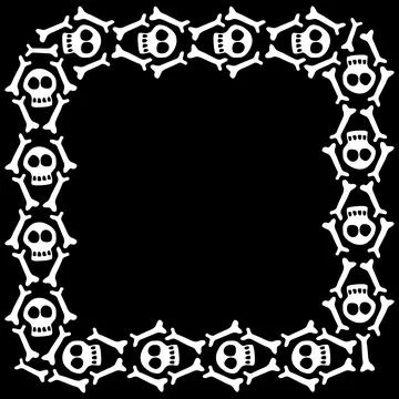 Square frame with skulls and bones. Theme of Day of the Dead and death. Vecto Stock Illustration