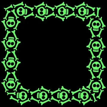 Square frame with skulls and bones. Theme of Day of the Dead and death. Vecto Stock Illustration