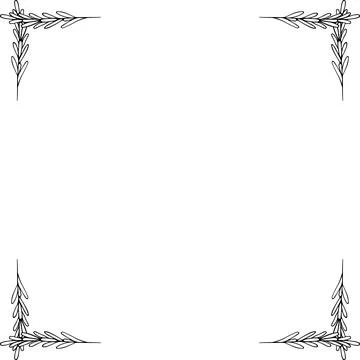 Square frame of sprigs of fragrant spice rosemary in doodle style Stock Illustration