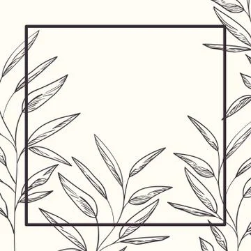 Square frame with spring leafs イラスト素材