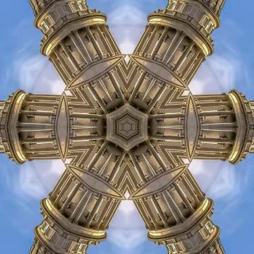 Square frame State Capital building made into a strange fractal 写真素材