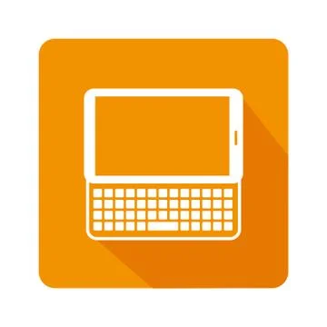 Square frame with tablet with keyboard Illustrazione stock