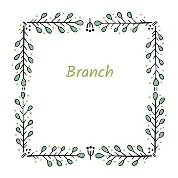Square frame for text decoration in doodle style. Stock Illustration